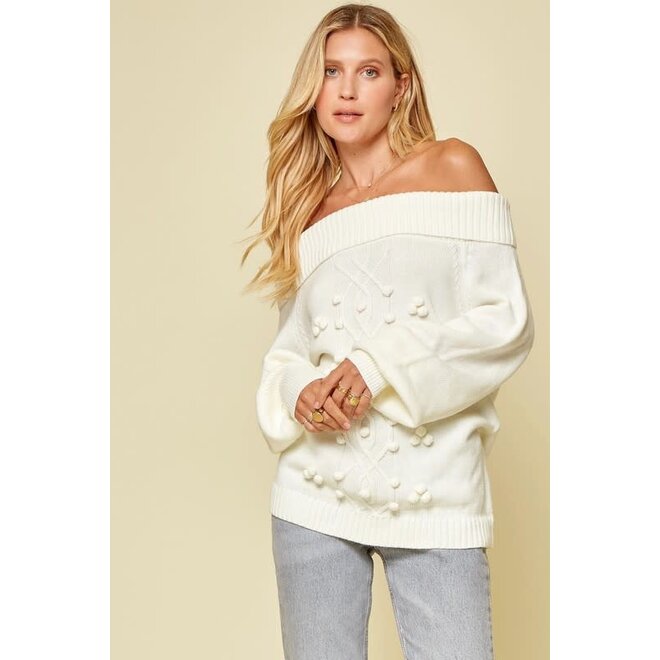 The Kinglee Off the Shoulder Cable Sweater