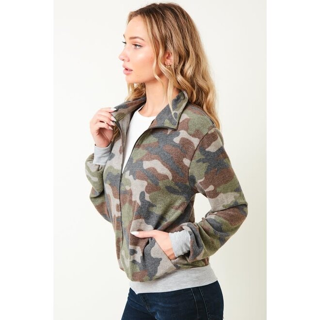 The Salute Extra Soft Camo Zip Up Cardigan BarnKat Clothing