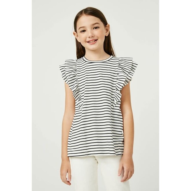 Buy Juniors All-Over Striped Top with Ruffle Detail and Short