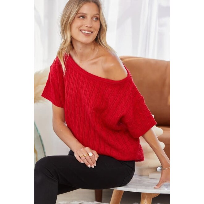 The Bella Cheer Cable Knit Top