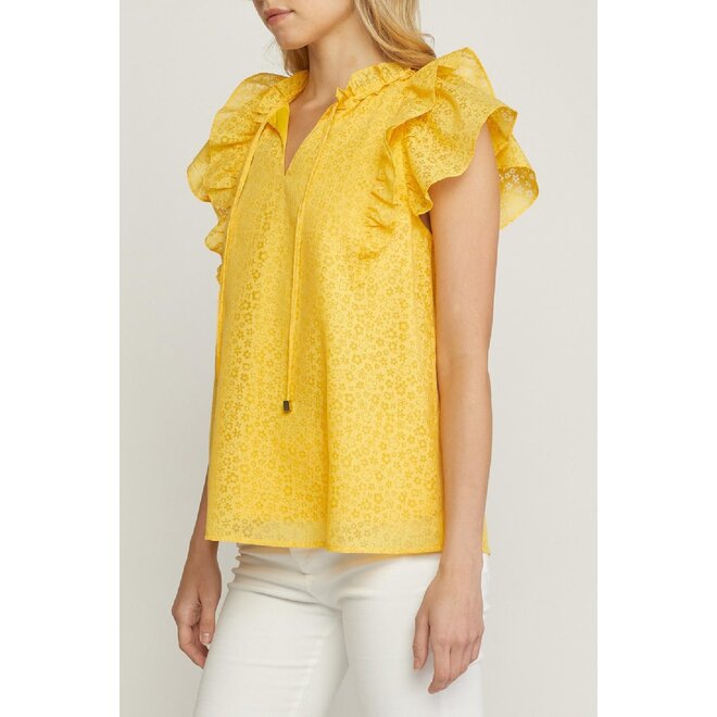 The Bella Power V-Neck with Ruffle Sleeve