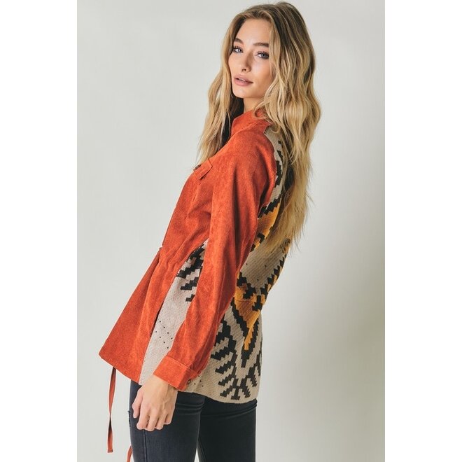The Ainsley Stone Washed Aztec Button Down Jacket