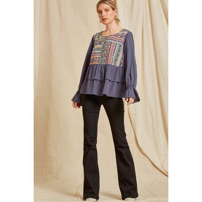 The Bella Hadlie Tiered Embroidered Top