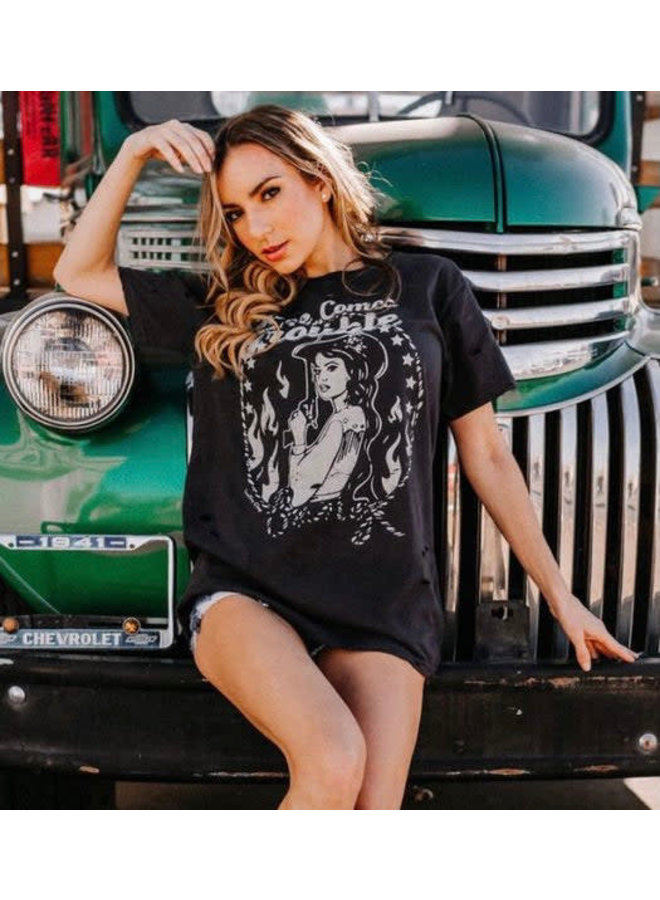 Trouble Distressed Tee