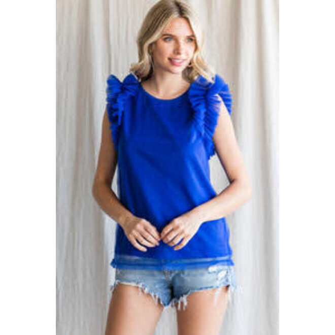 Blu Pepper Ruffle Tulle Tank Top