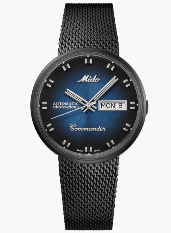 Mens Commander Stainless Steel Blue Dial Watch Mido