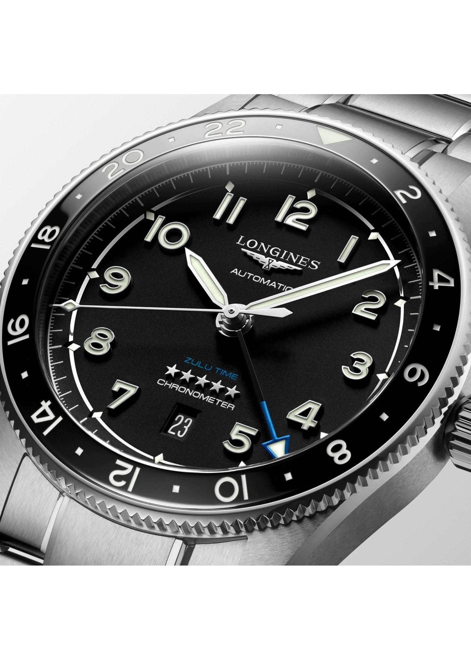 LONGINES L38124536 Longines Spirit Zulu Time Black GMT