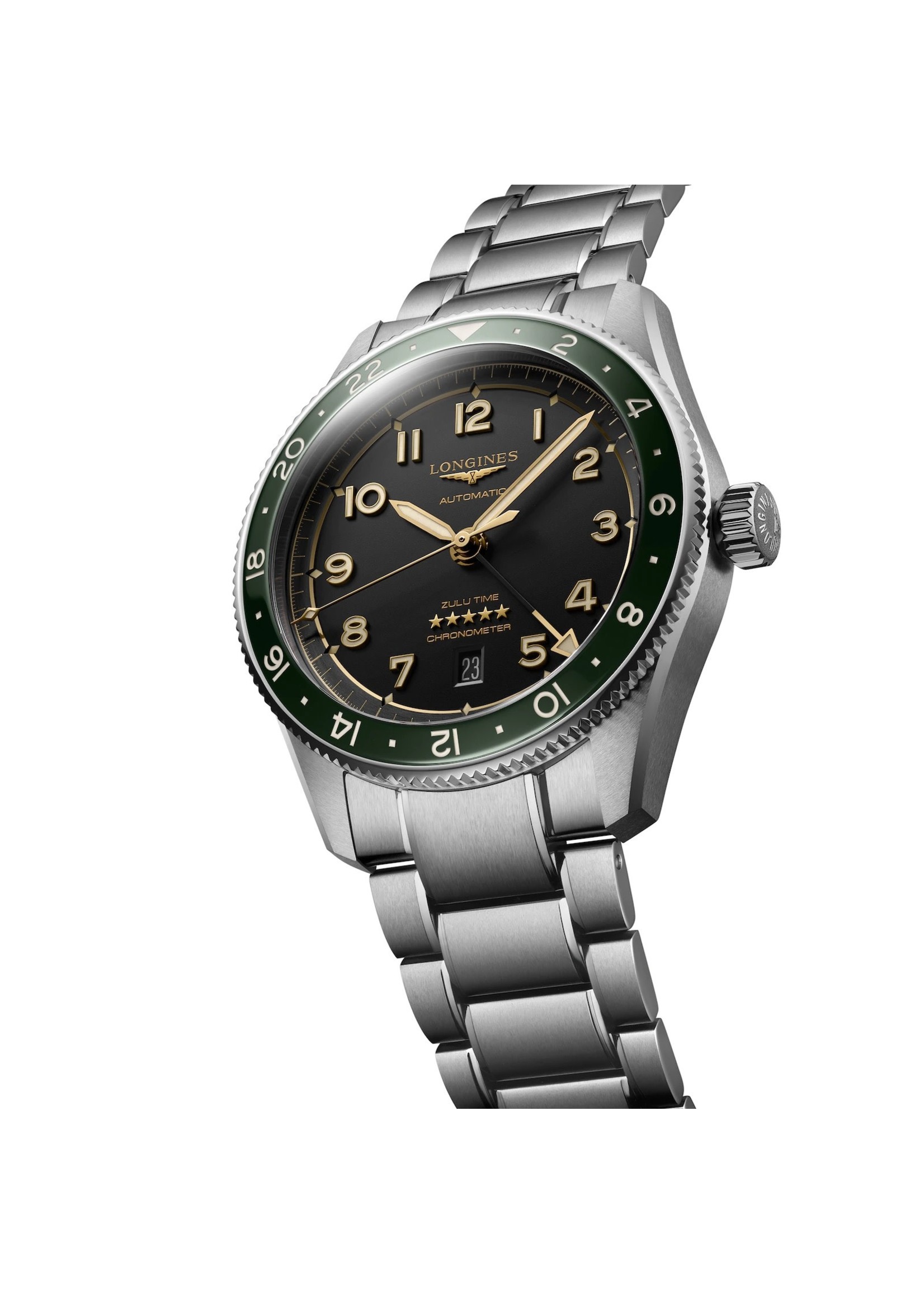 LONGINES L38124636 Longines Spirit Zulu Time GREEN