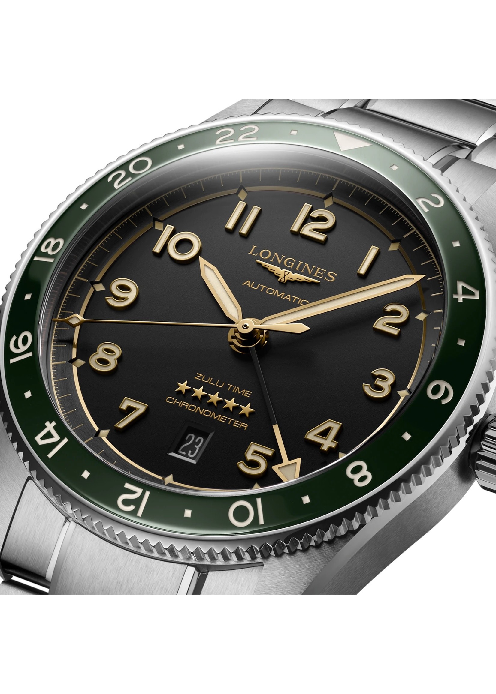 LONGINES L38124636 Longines Spirit Zulu Time GREEN