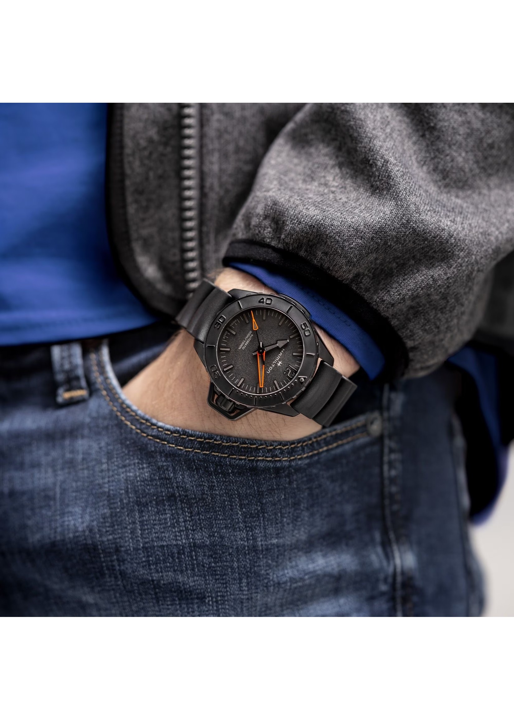 HAMILTON H77845330 Hamilton Khaki Navy Frogman Auto Black 46MM