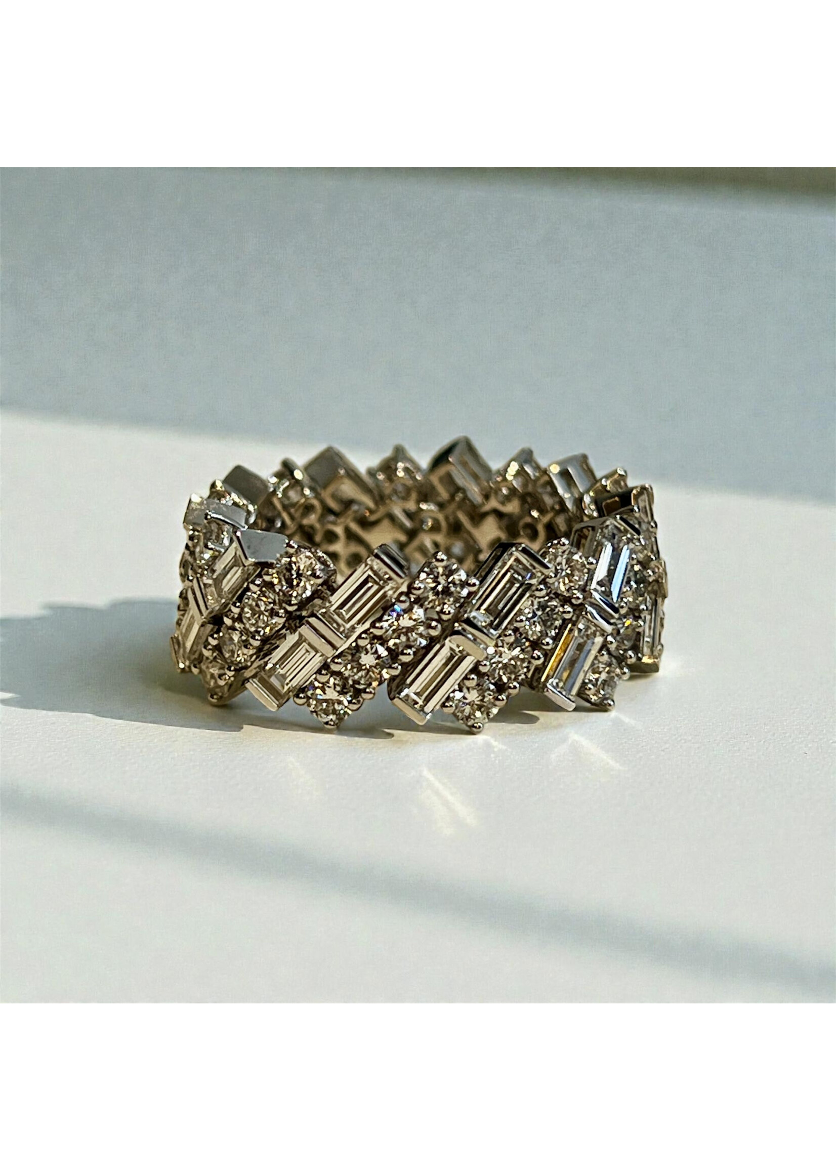 Oceans Everglow Diamond Eternity Ring  14K White Gold 4.2CT