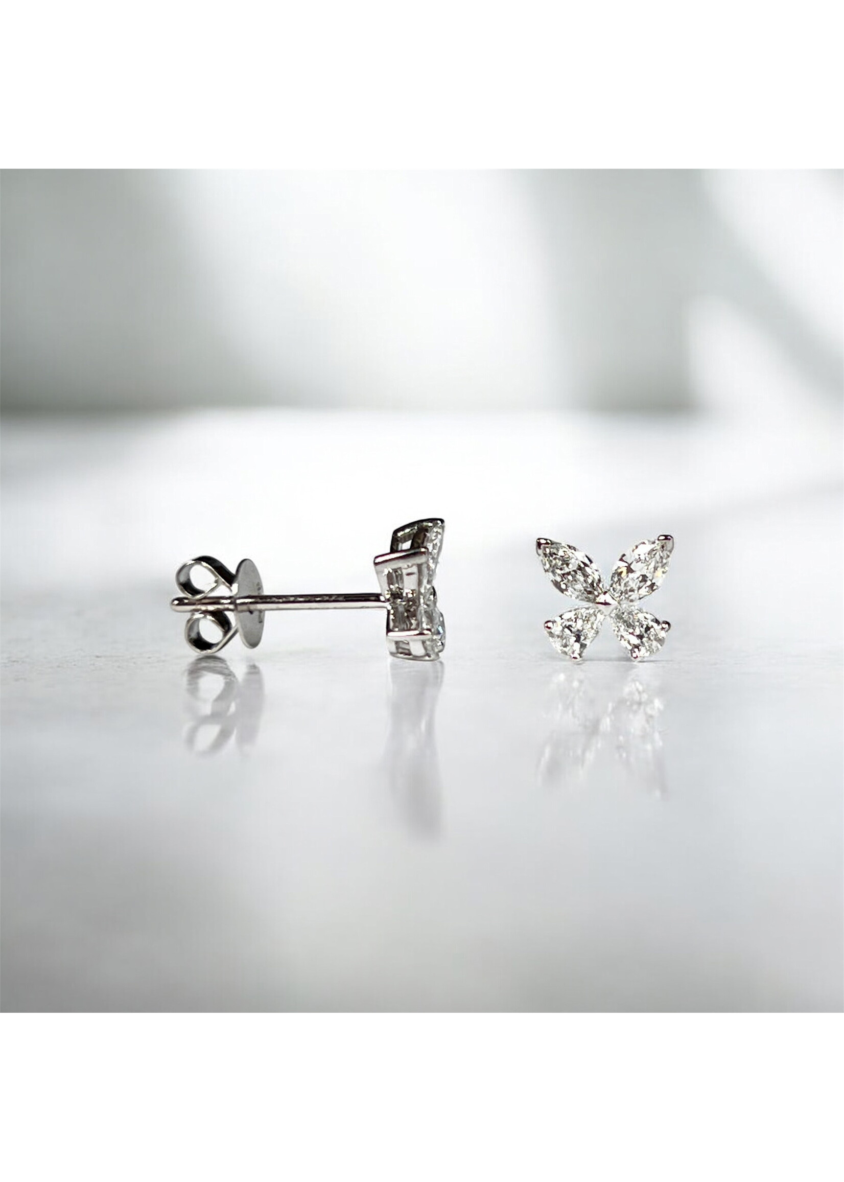Oceans Giselle Butterfly Diamond Platinum Ear Studs