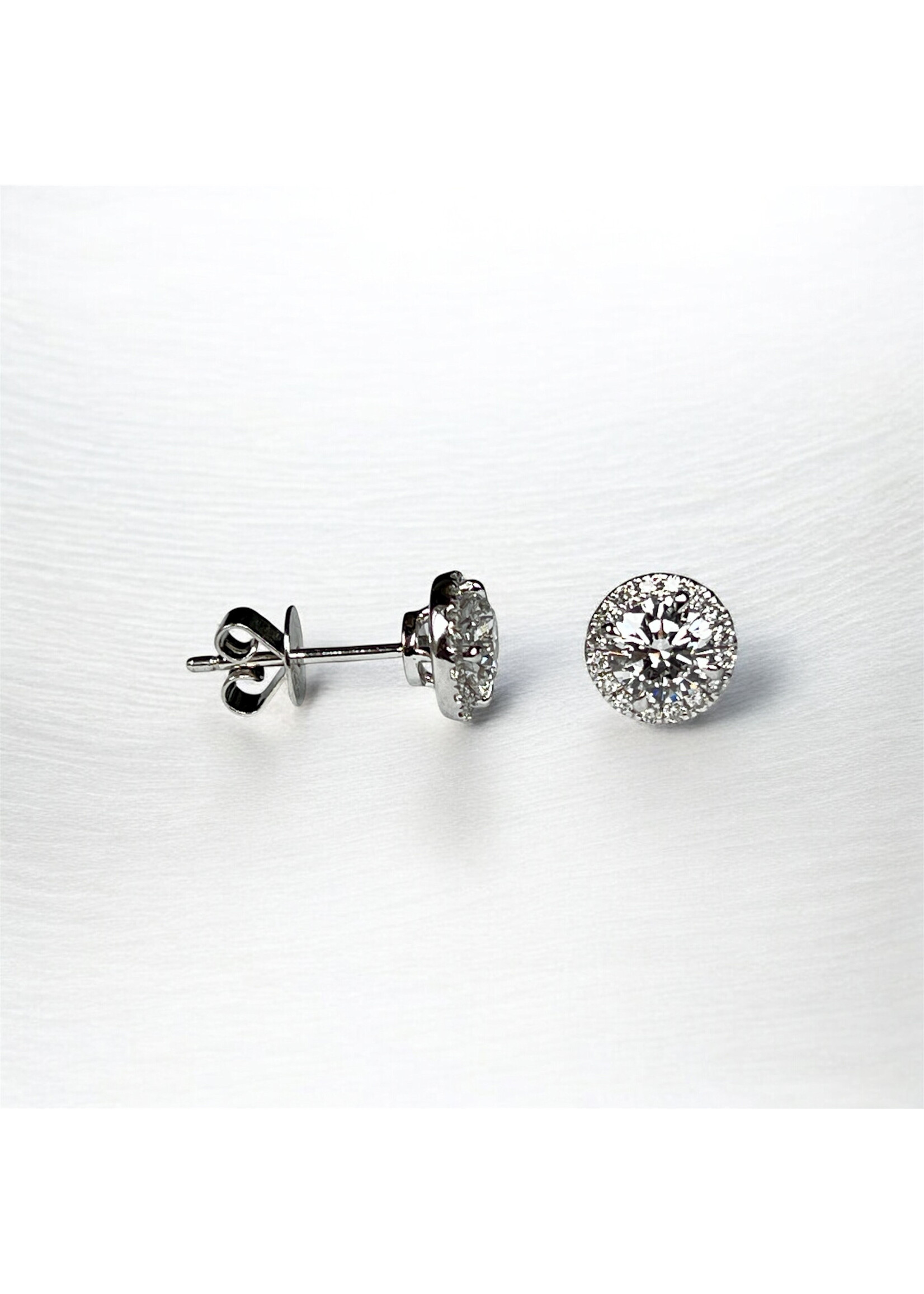 Oceans Hartelle Round Brilliant Cut Platinum Ear Studs