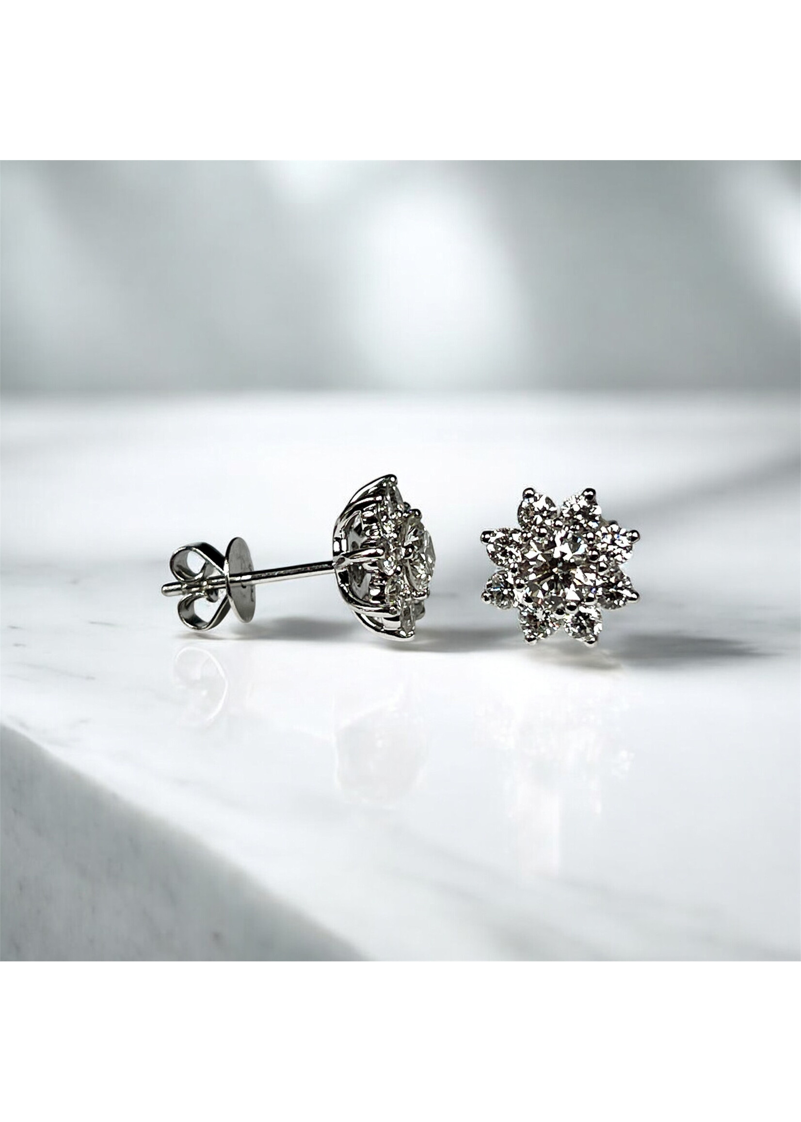 Oceans Snowflake Diamond Platinum Ear Studs