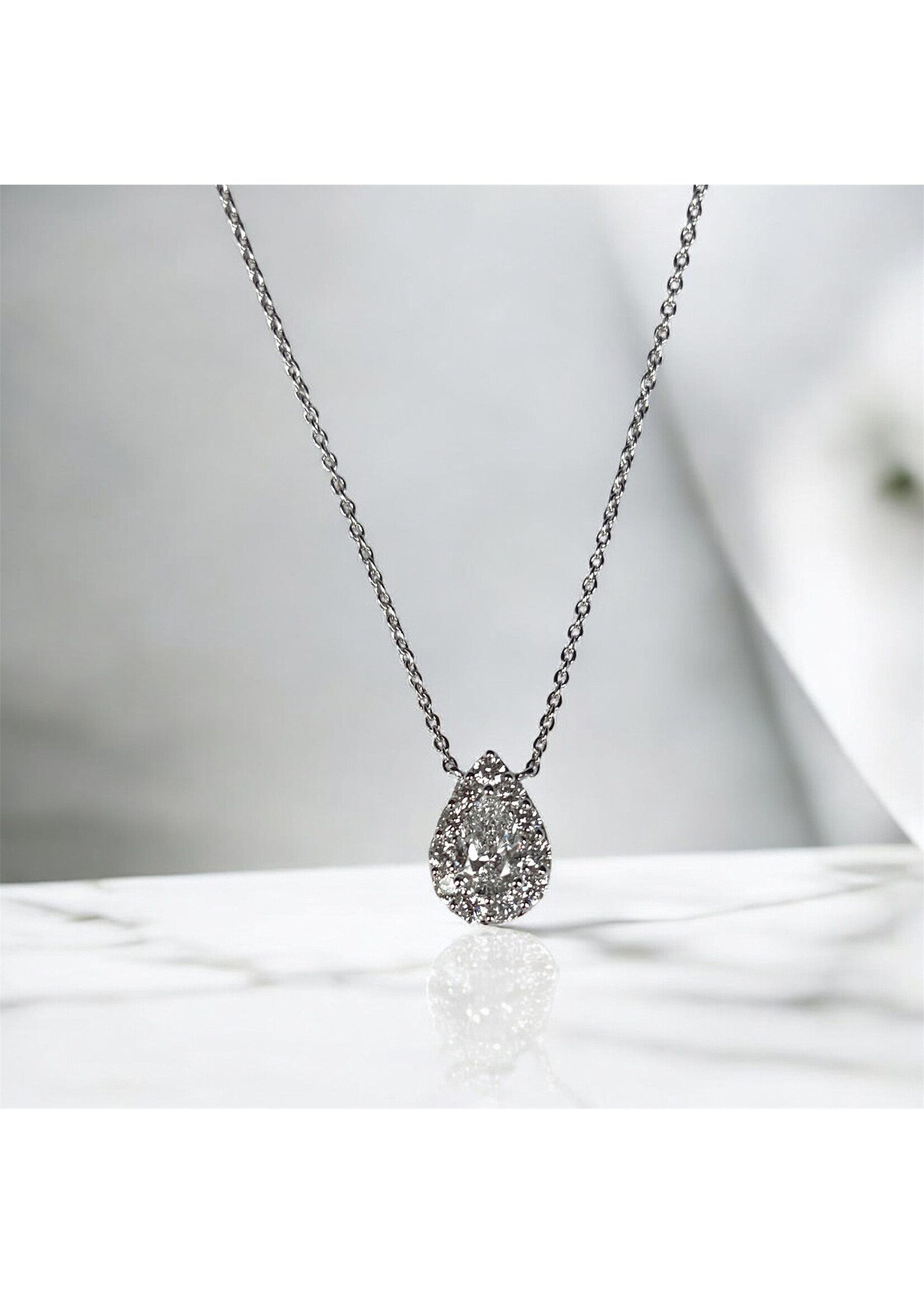 Oceans Classic Radiant Pear Diamond Platinum Necklace