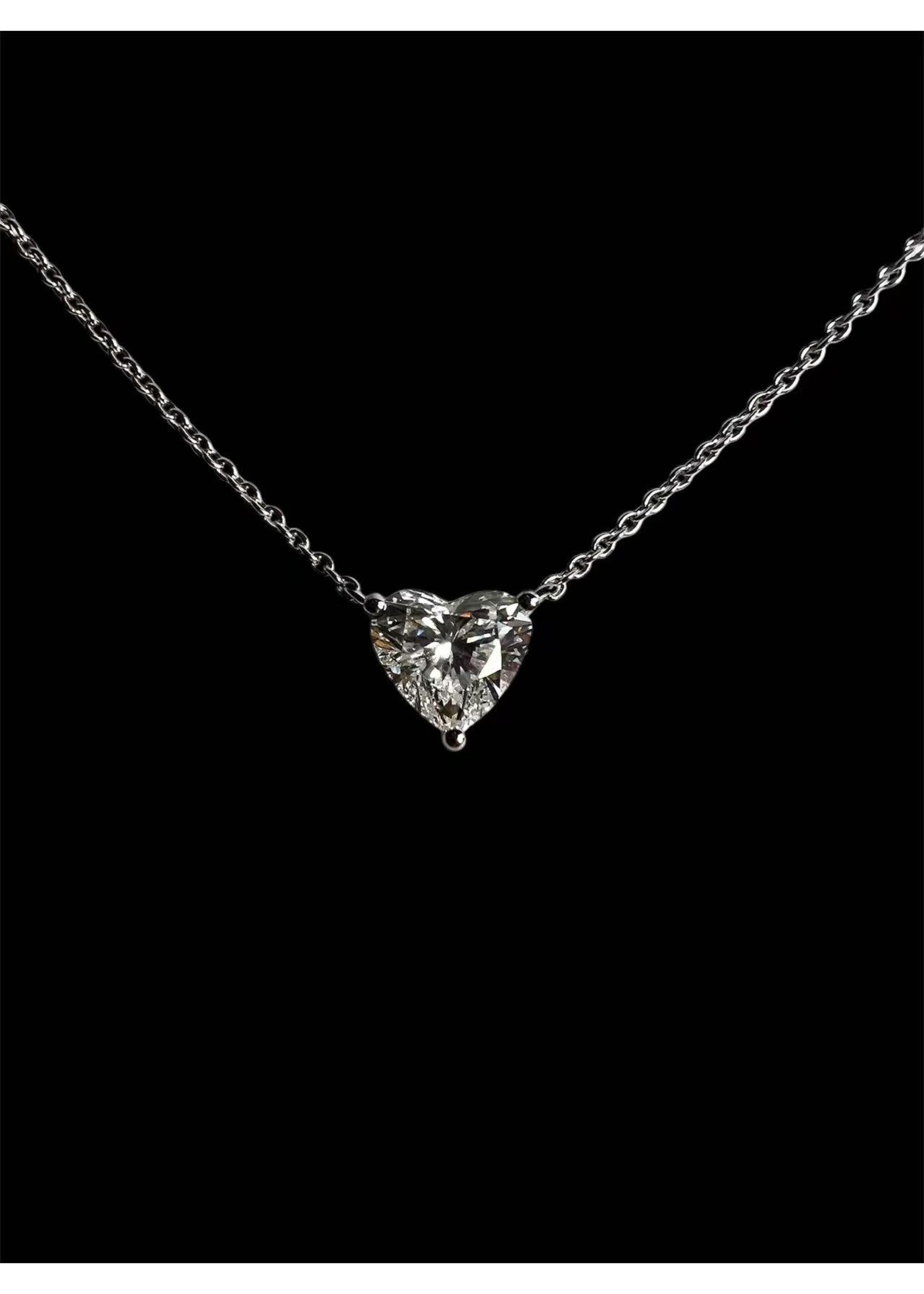 Oceans Eternal Heart-Shaped Diamond Pendant Platinum Necklace