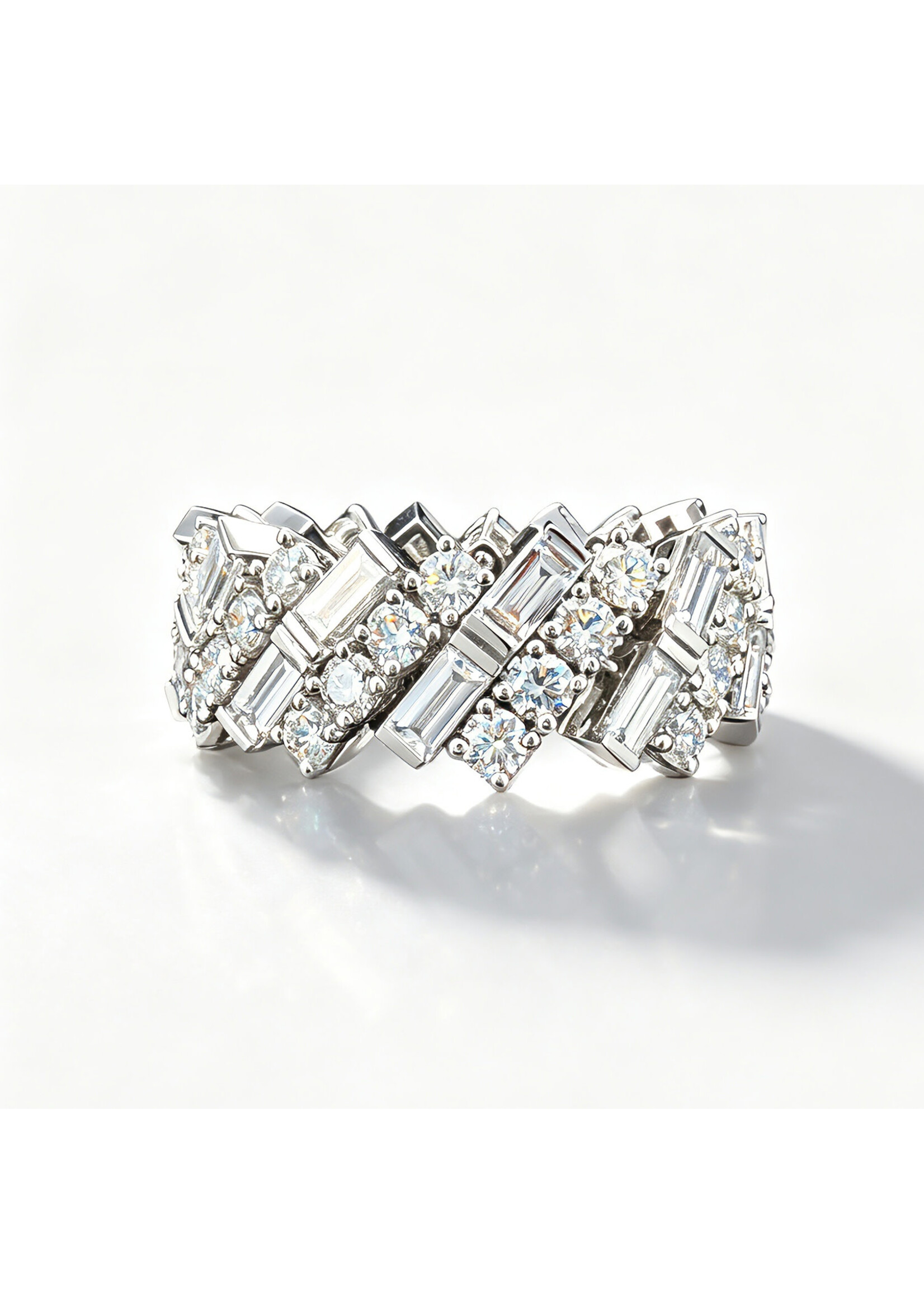 Oceans Everglow Diamond Eternity Ring  14K White Gold 4.2CT