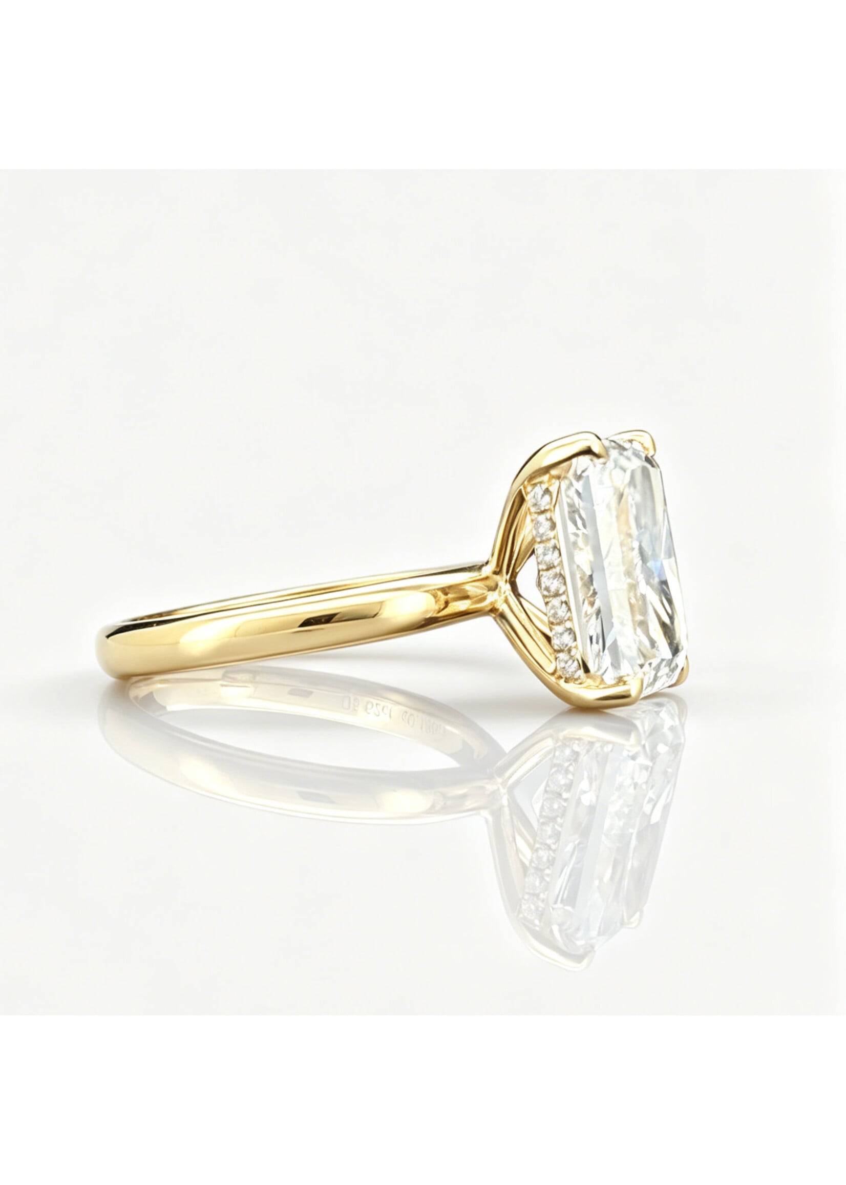 Oceans 5.62 CT Radiant Cut 18K Yellow Gold Diamond Ring With Hidden Halo