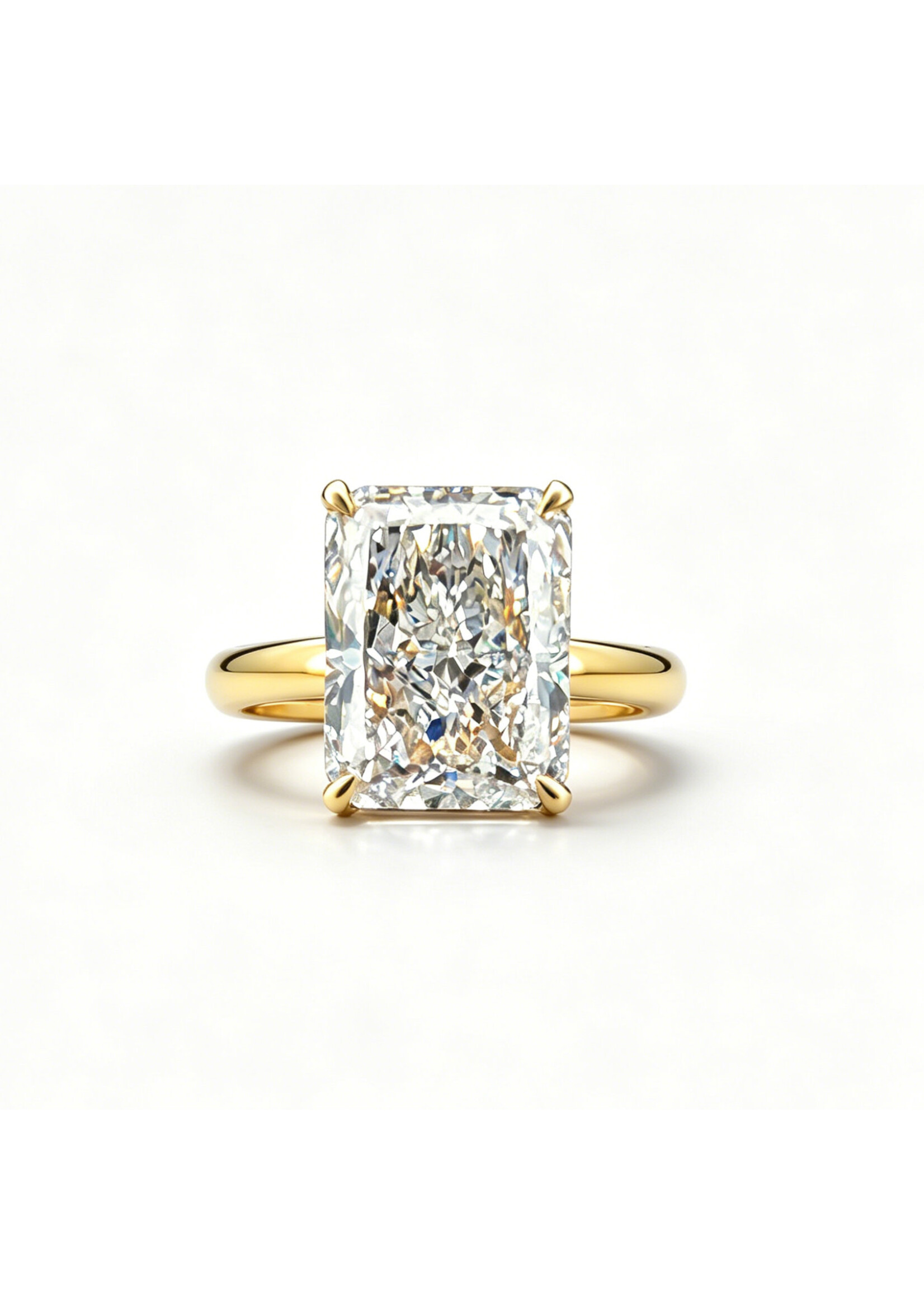 Oceans 18K Yellow Gold Hidden Halo Ring with 5.62 CT Radiant Diamond