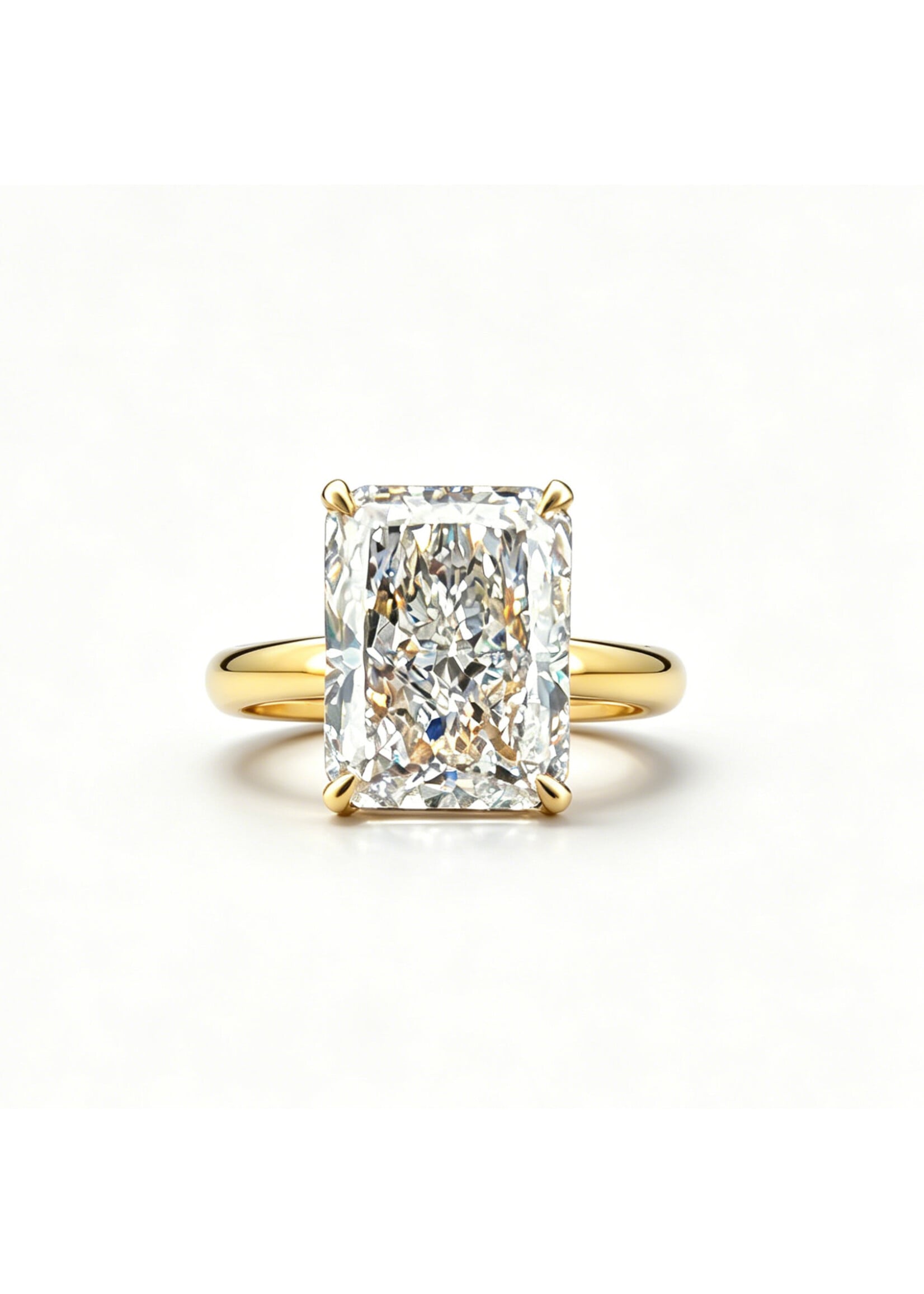Oceans 5.62 CT Radiant Cut 18K Yellow Gold Diamond Ring With Hidden Halo