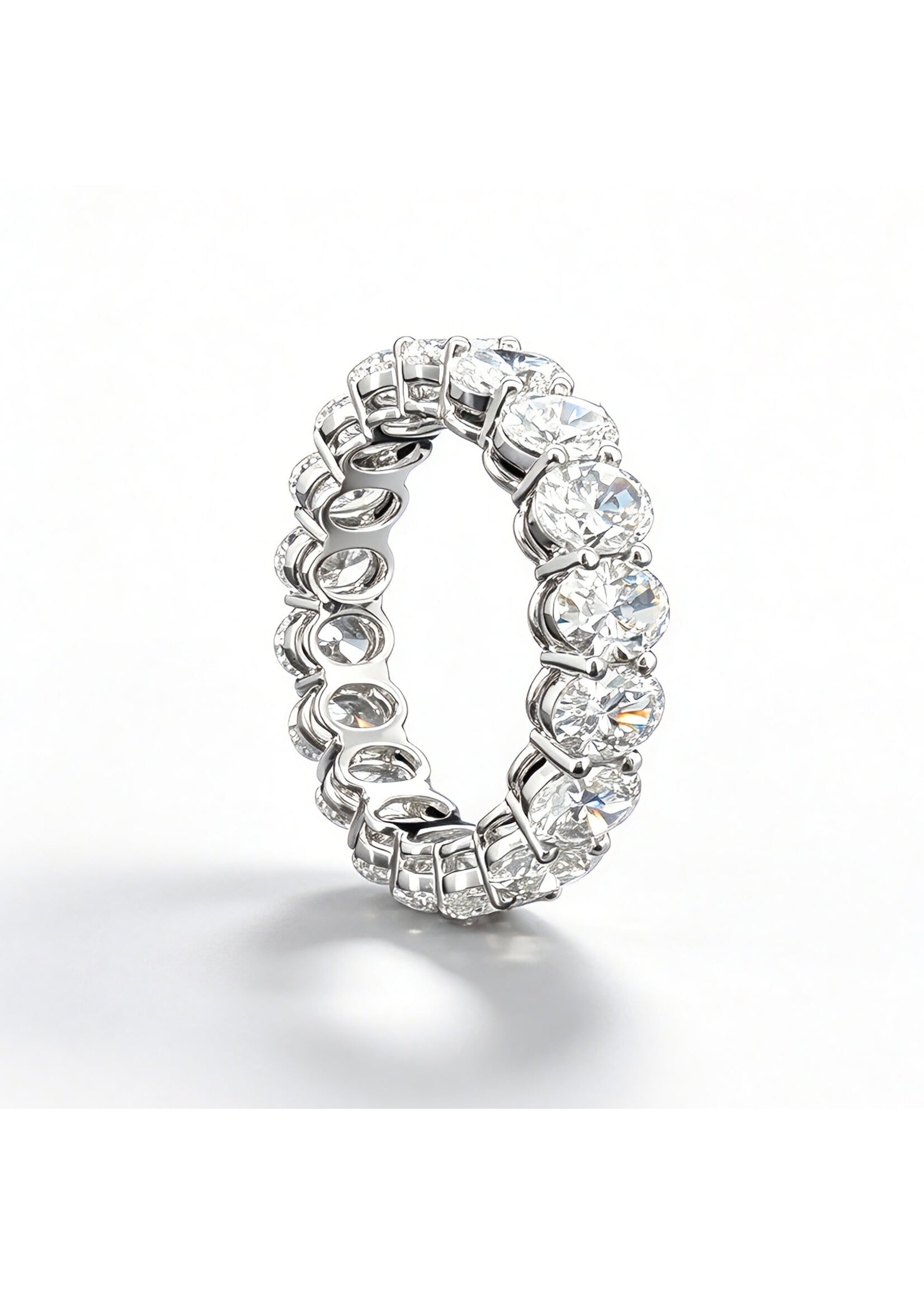 Oceans Lignée Oval Cut Eternity Ring 14K White Gold 5.39CT