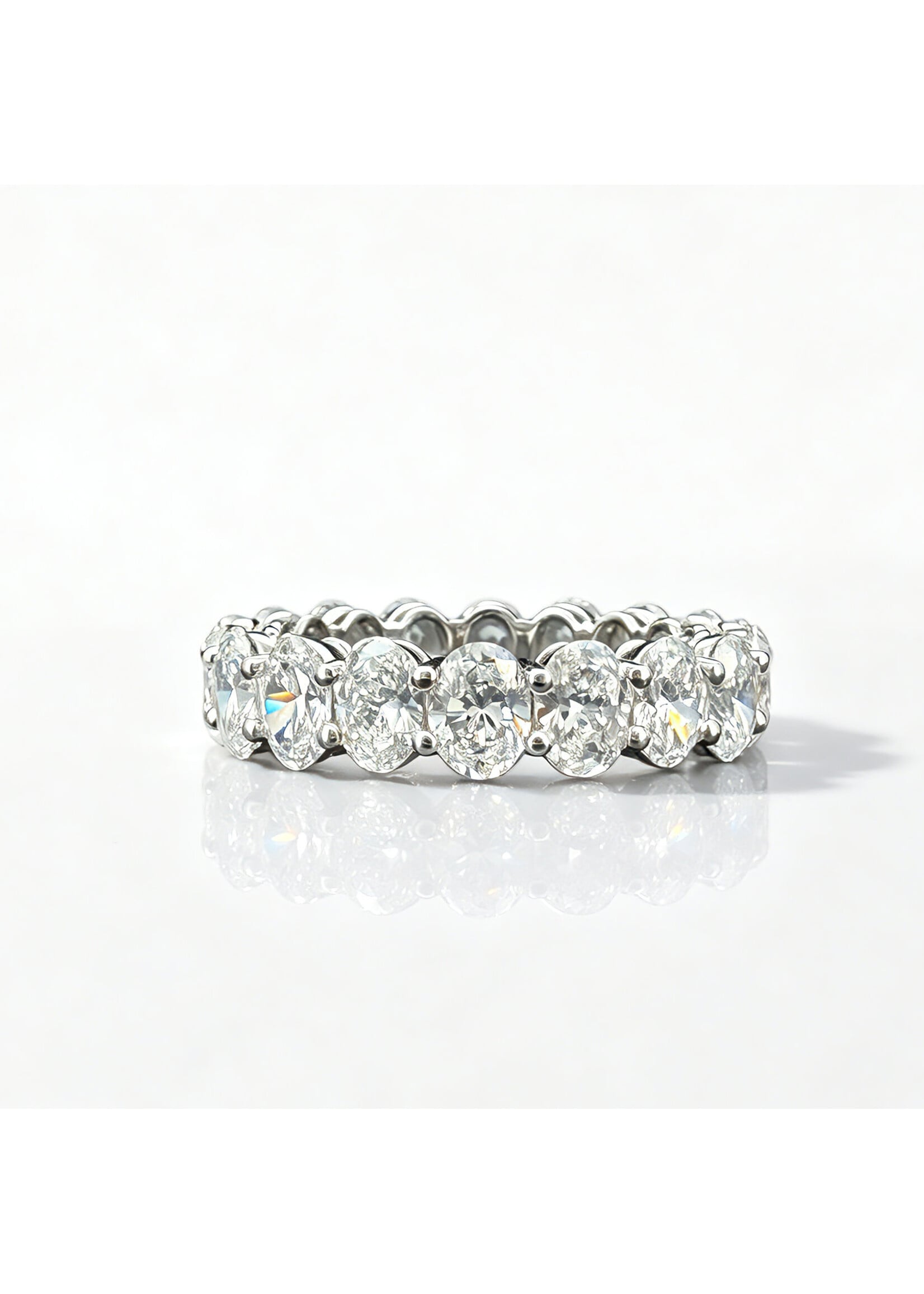 Oceans Lignée Oval Cut Eternity Ring 14K White Gold 5.39CT