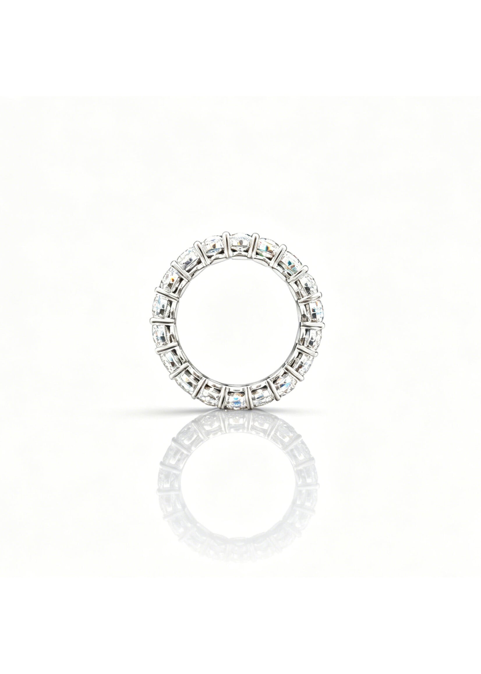 Oceans Lignée Oval Cut Eternity Ring 14K White Gold 5.39CT