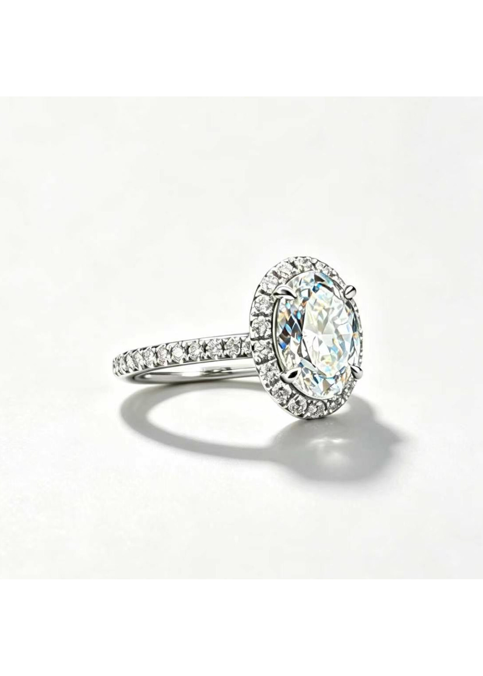Oceans 18K White Gold Ring with 2.755 CT Oval-Cut Diamond