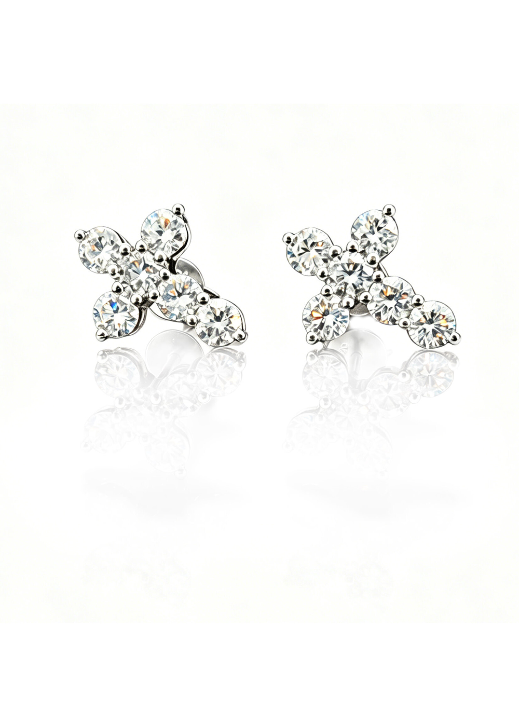 Oceans 1.312 Carat Cross Diamond Platinum Ear Studs