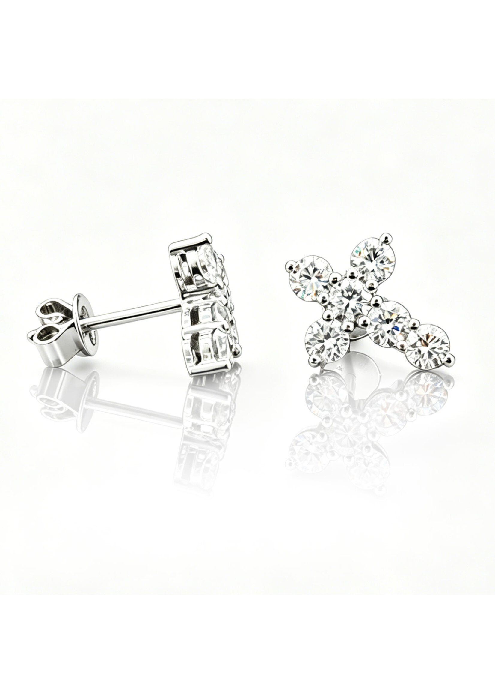 Oceans 1.312 Carat Cross Diamond Platinum Ear Studs