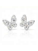 Oceans Natural Diamond Butterfly Diamond Ear Studs 18K White Gold