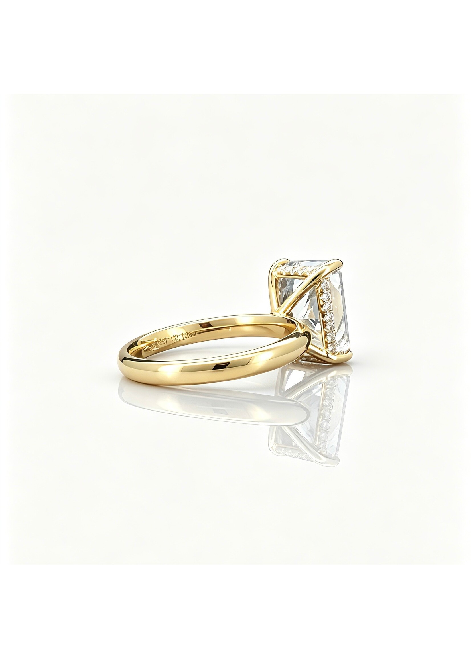 Oceans 5.62 CT Radiant Cut 18K Yellow Gold Diamond Ring With Hidden Halo