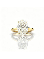 Oceans 18K Yellow Gold Hidden Halo Ring with 4.09 CT Oval Diamond