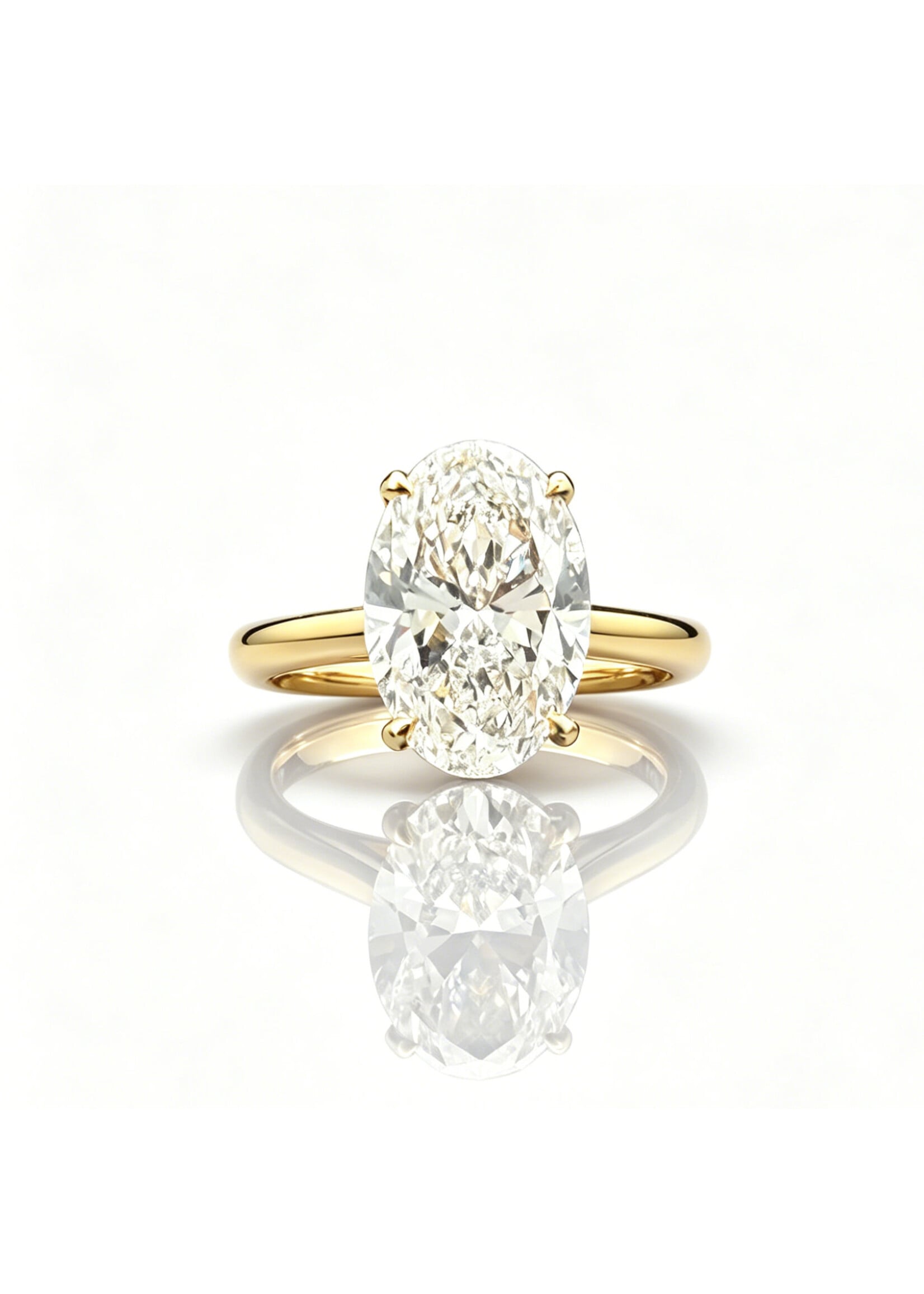 Oceans 18K Yellow Gold Hidden Halo Ring with 4.214 CT Oval Diamond