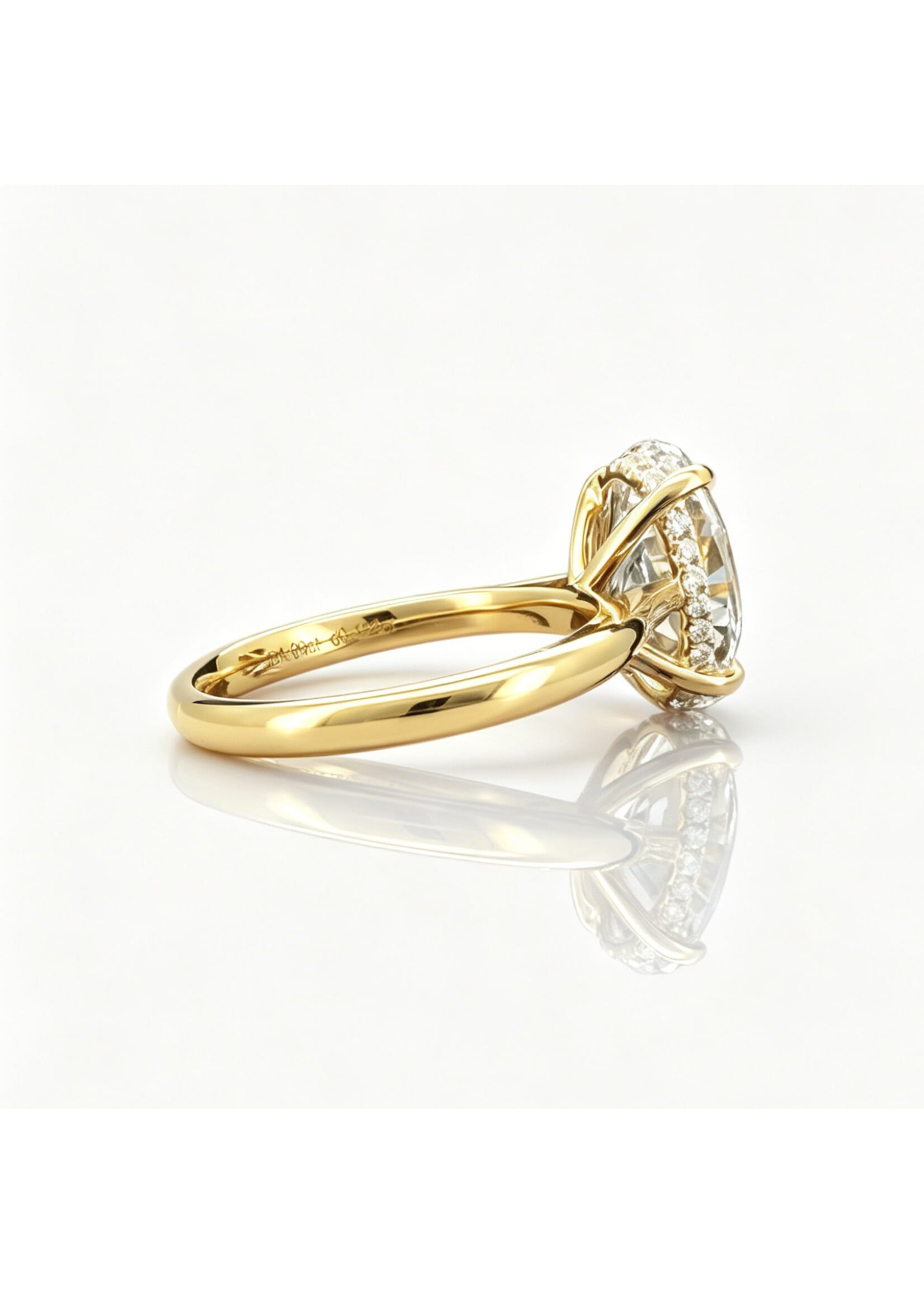 Oceans 18K Yellow Gold Hidden Halo Ring with 4.214 CT Oval Diamond