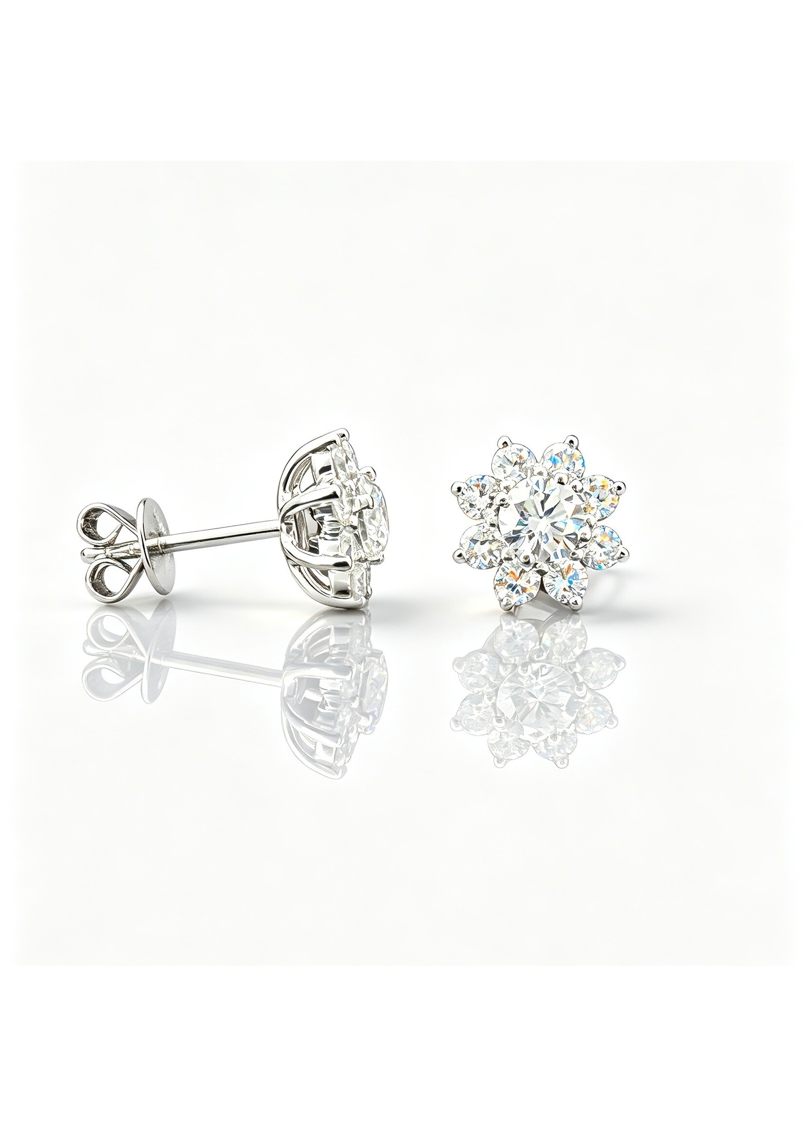 Oceans Snowflake Diamond Platinum Ear Studs