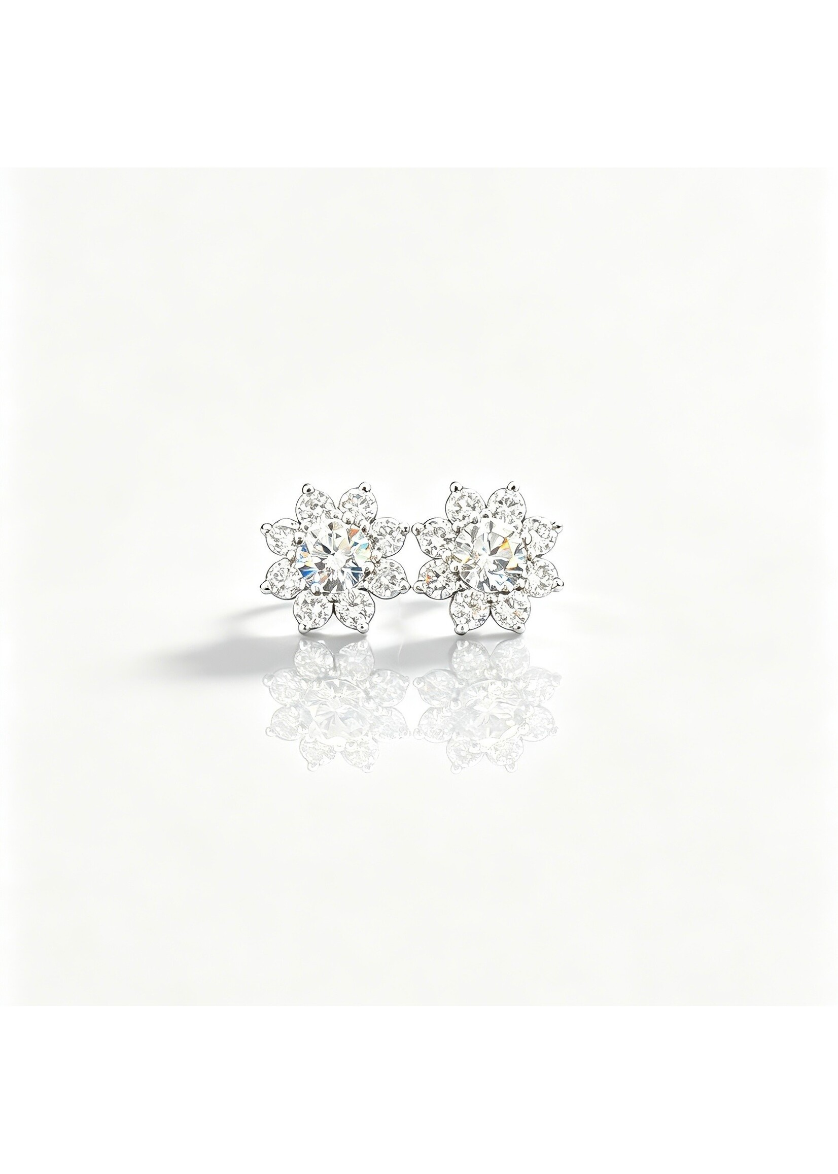 Oceans Snowflake Diamond Platinum Ear Studs
