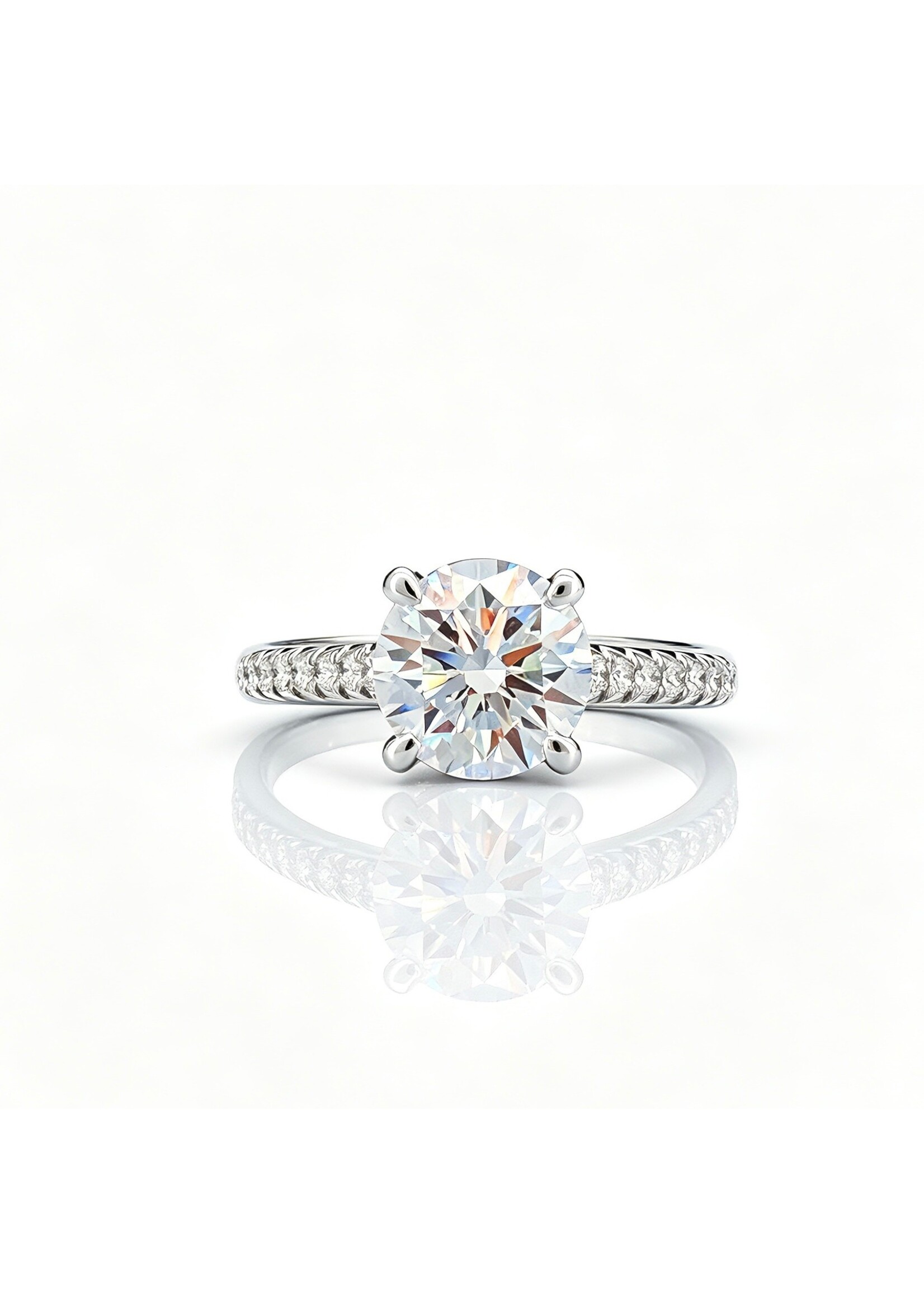 Oceans 18K White Gold Aloura Round Brilliant Diamond Pavé Ring – 2.376 CT