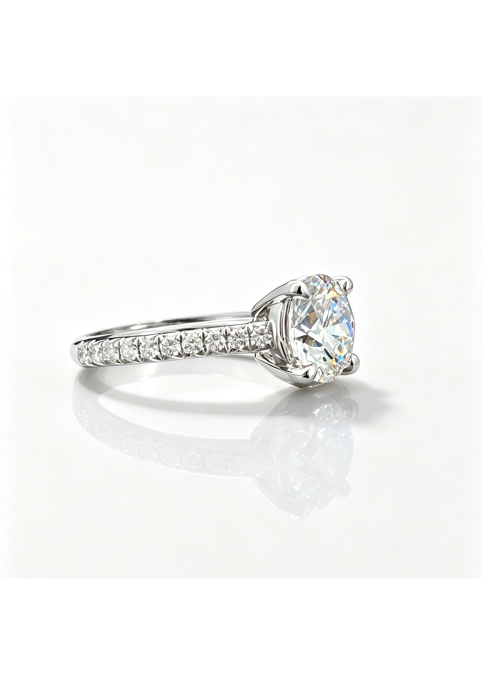 Oceans 18K White Gold Aloura Round Brilliant Diamond Pavé Ring – 2.376 CT