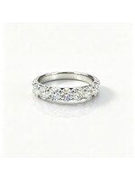 Oceans Lignée Round Cut Half Eternity Ring 14K White Gold 1.06CT