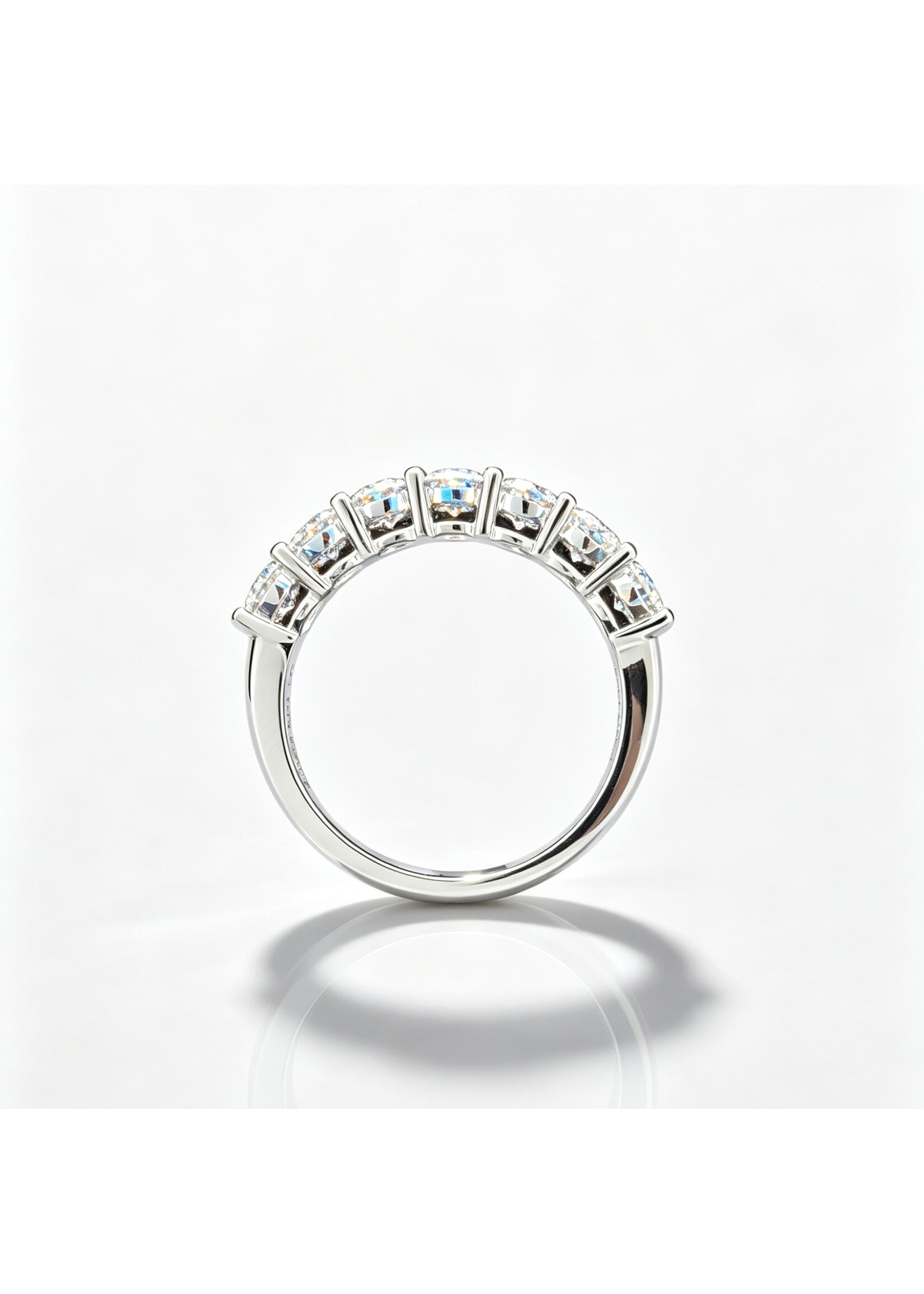 Oceans Lignée Round Cut Half Eternity Ring 14K White Gold 1.06CT