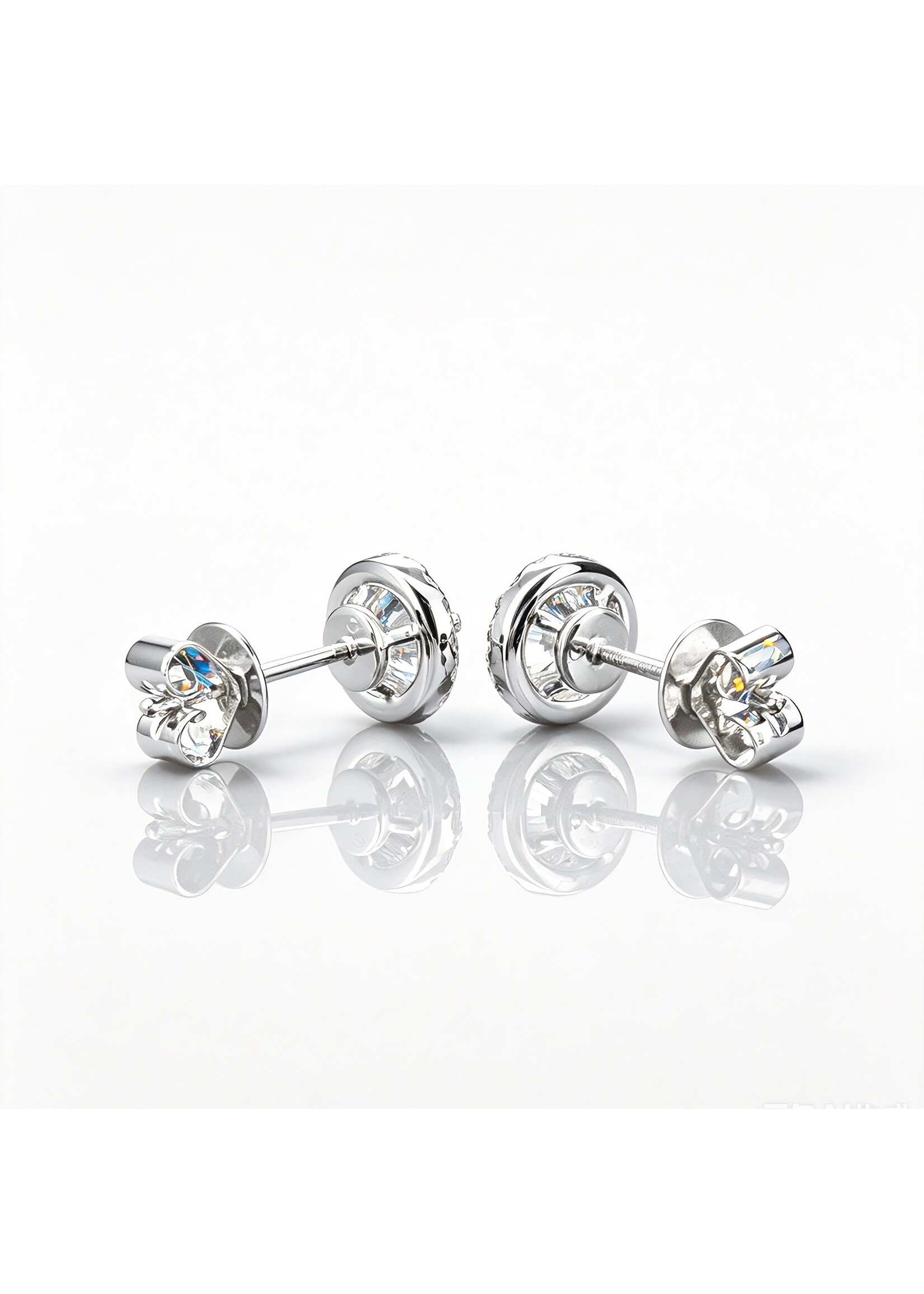Oceans Platinum Round Brilliant Halo Diamond Stud Earrings