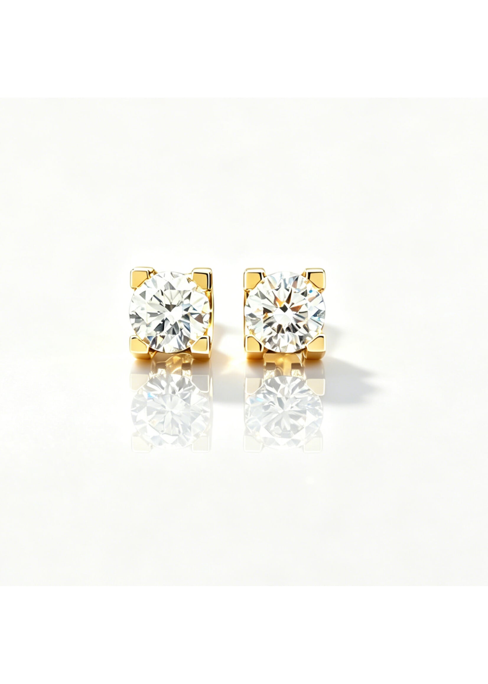Oceans Cresta Ear Studs 14K Yellow Gold 2CT