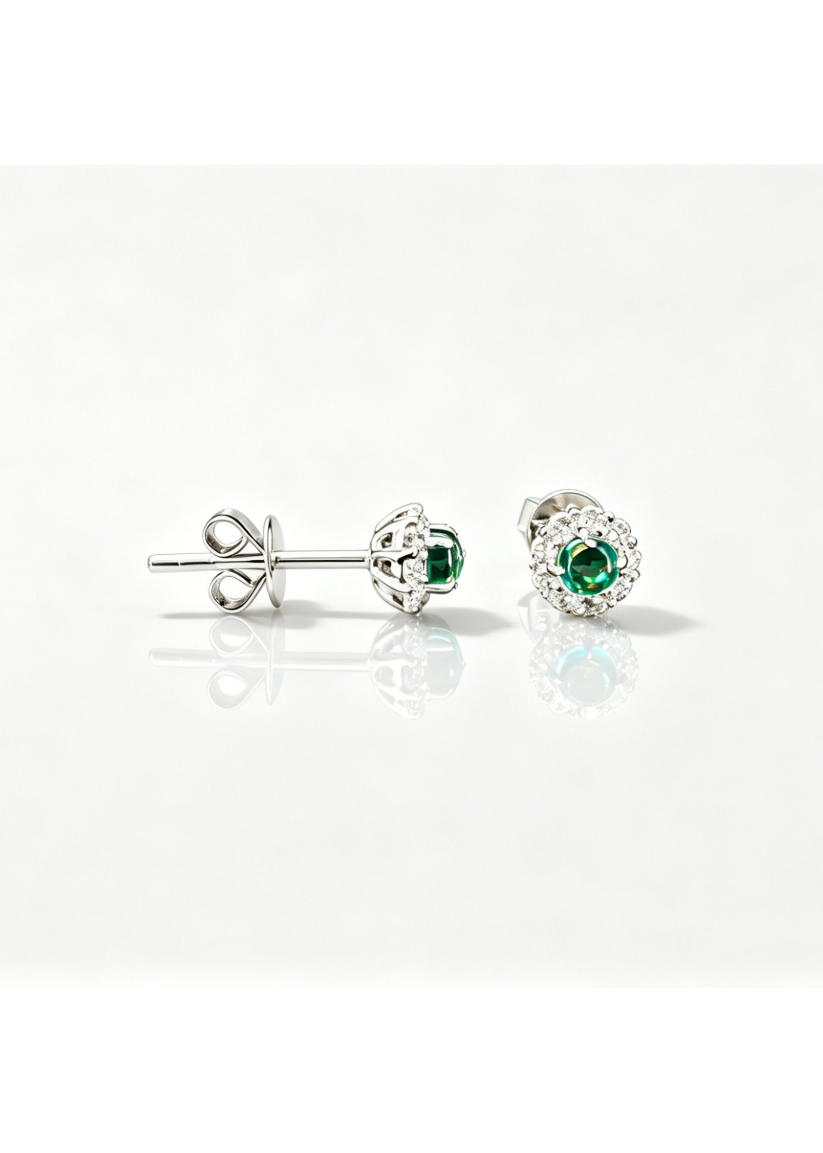 Oceans Verdelle Emerald and Diamond Platinum Ear Studs