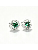 Oceans Verdelle Emerald and Diamond Platinum Ear Studs