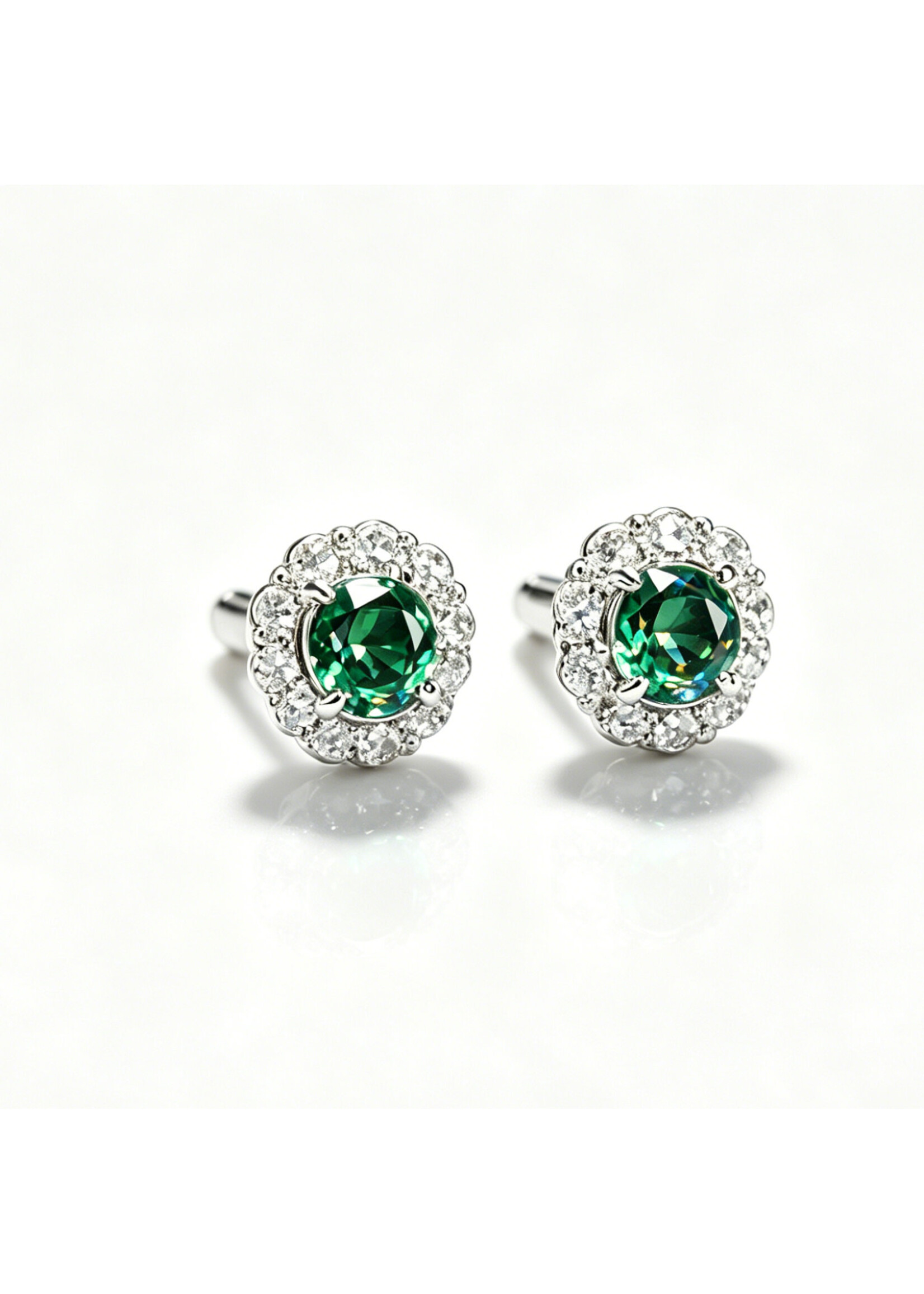 Oceans Verdelle Emerald and Diamond Platinum Ear Studs