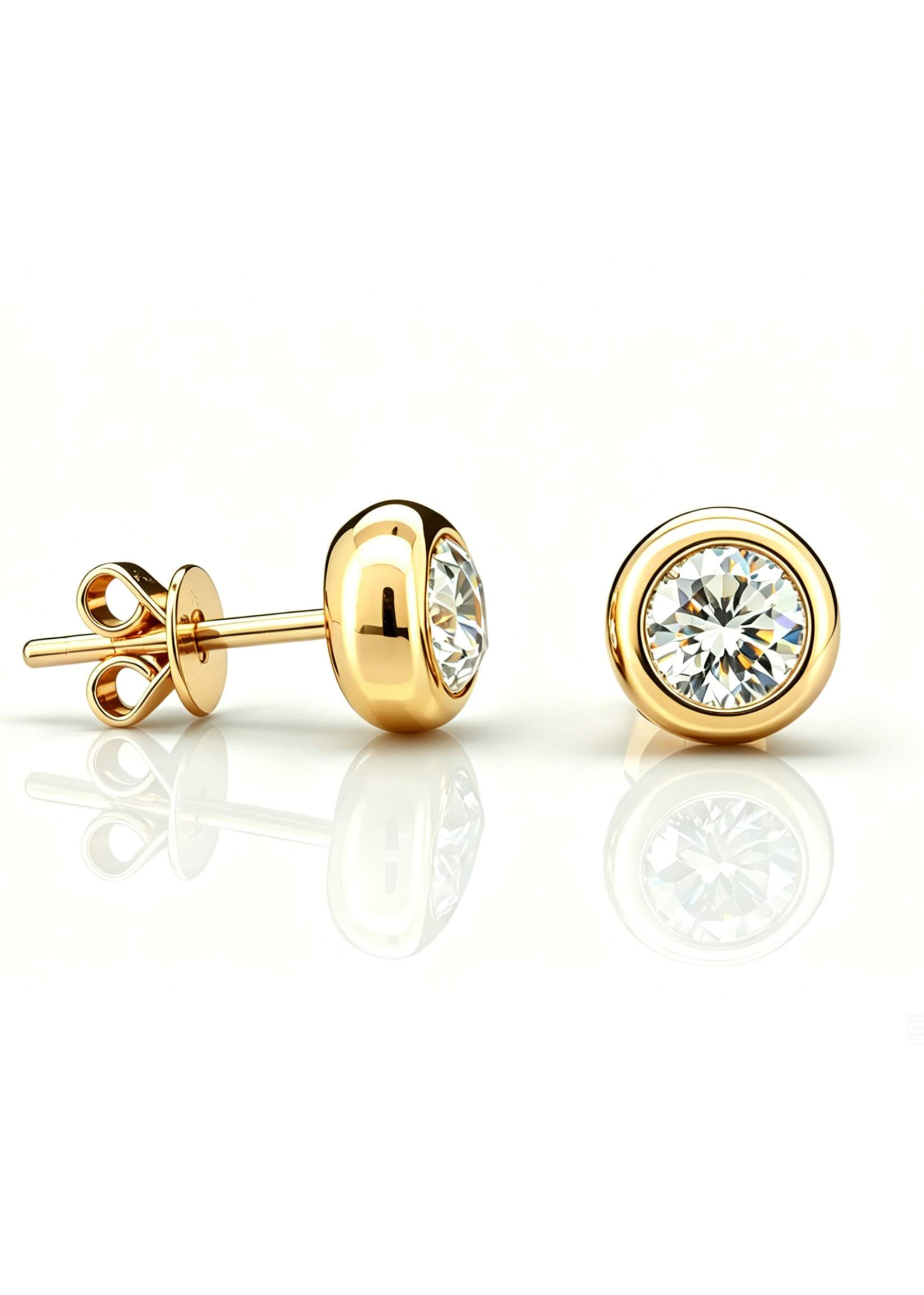 Oceans Tressa Round Brilliant Cut Ear Studs 14K Yellow Gold 1CT