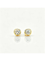 Oceans Tressa Round Brilliant Cut Ear Studs 14K Yellow Gold 1CT
