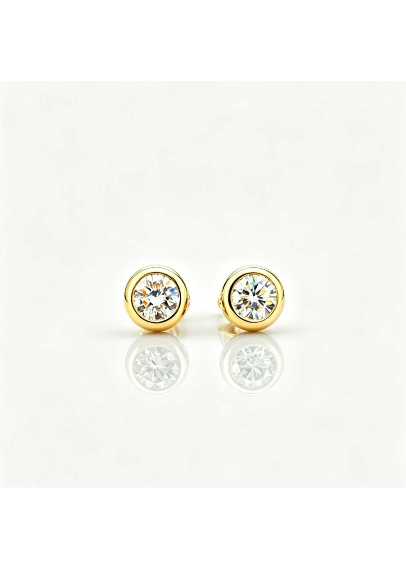 Oceans Tressa Round Brilliant Cut Ear Studs 14K Yellow Gold 1CT