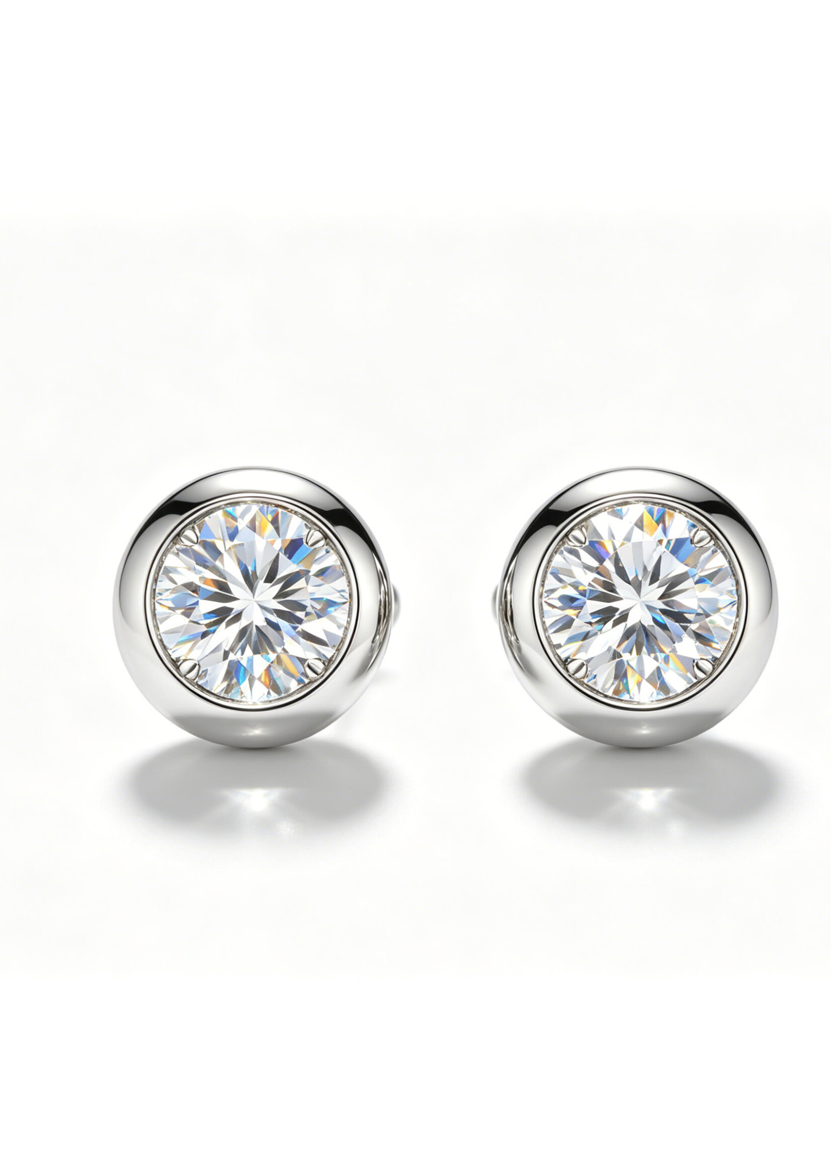 Oceans Tressa Round Brilliant Cut Ear Studs 14K White Gold 1.05CT